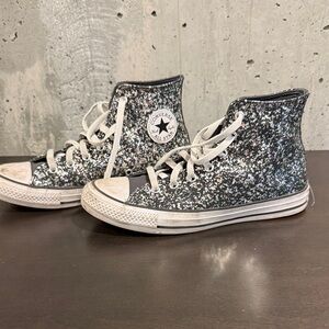 Converse Black and Silver Glitter High-Tops